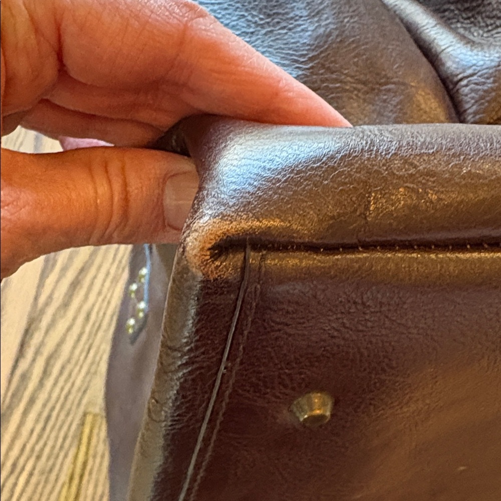 Kate Landry dark brown pebbled leather satchel purse - Picture 7 of 16